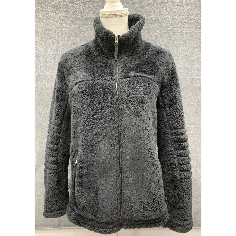 Free Country Women’s Black Long Sleeve Full Zip Mock Neck Fleece Jacket Large